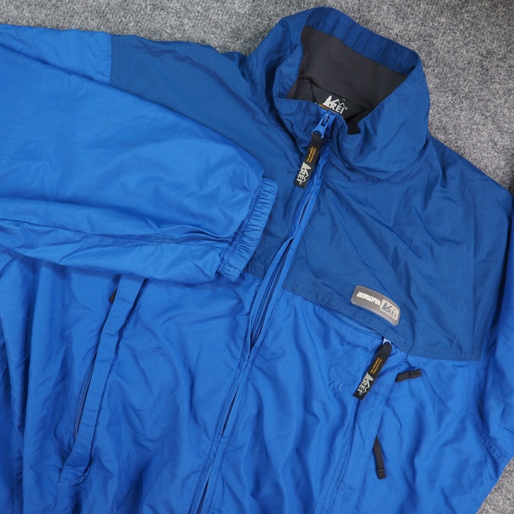 REI Windbreaker Jacket Mens Med Blue Ripstop Full Zip Gorpcore Outdoor Hiking